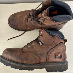 Men’s Timberland PRO steel toe boots. Size 12. Worn but in good shape.
